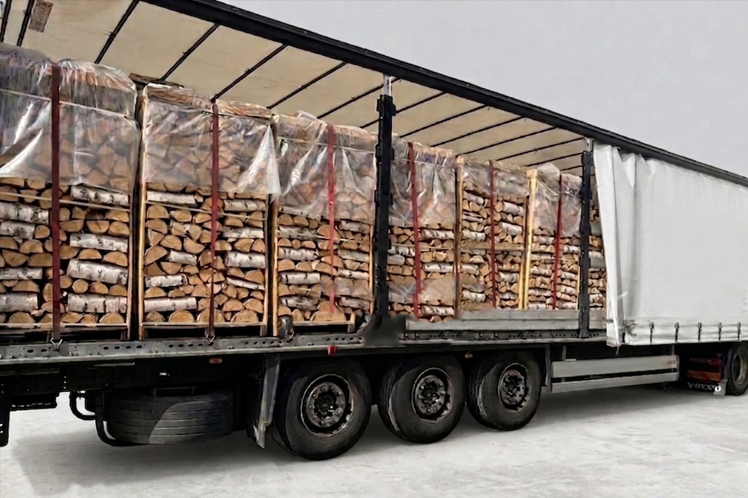 Volle LKW-Ladung Birkenbrennholz (48 Ster) – 25 cm Scheite – Professionelles, gebrauchsfertiges Paket